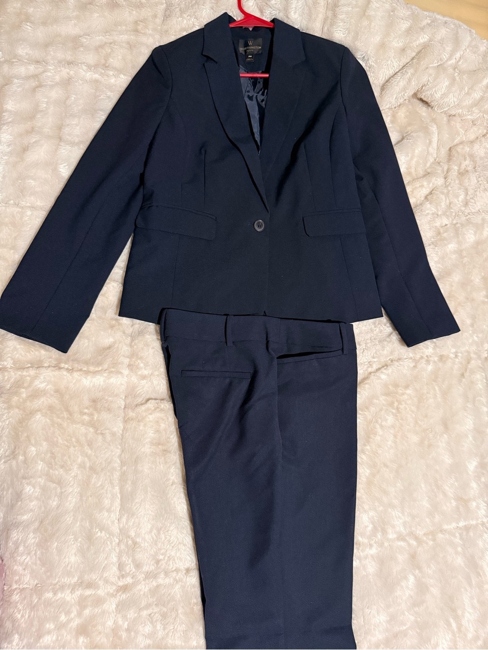 Worthington Women's Navy Tailored Blazer petite M and Trouser petite 4 Suit set